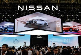 A general view of the Nissan booth at the Beijing International Automotive Exhibition, or Auto China 2024, in Beijing, China, April 25, 2024.