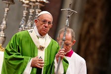 Pope Francis celebrates a Jubilee mass for homeless people in Saint Peter's square at the Vatican November 13, 2016.