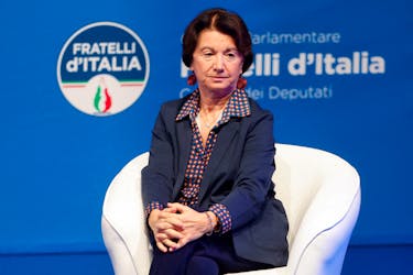 Italian Family, Birth Rate and Equal Opportunities Minister Eugenia Roccella attends a Brothers of Italy party's event in Rome, Italy, October 22, 2023.