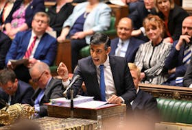 British Prime Minister Rishi Sunak speaks during Prime Minister's Questions at the House of Commons in London, Britain, May 8, 2024. UK Parliament/Jessica Taylor/Handout via