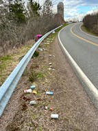 Roadside garbage lying in a ditch along Highway 236. People need to think more carefully and be more considerate with how they dispose of their trash. CONTRIBUTED