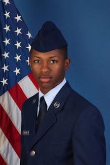 U.S. Air Force Senior Airman Roger Fortson, assigned to the 4th Special Operations Squadron, is pictured in an undated photo released to Reuters on May 9, 2024. A Florida sheriff's deputy who fatally shot a Black airman over the weekend may have entered the wrong apartment in response to a disturbance call, according to the family's attorney who is demanding the release of body-camera video showing the shooting.  U.S. Air Force/Handout via