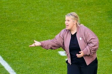 Jun 1, 2024; Commerce City, Colorado, USA; US WomenÕs National Team soccer head coach Emma Hayes at Dick's Sporting Goods Park. Michael Madrid-USA TODAY Sports