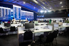 The empty African National Congress booth at the National Results Operation Centre of the Electoral Commission of South Africa (IEC), which serves as an operational hub where results of the national election are displayed, in Midrand, South Africa, June 1, 2024.