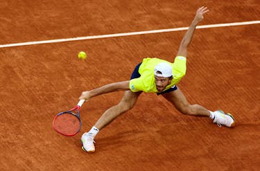 Tennis - French Open - Roland Garros, Paris, France - June 1, 2024 Czech Republic's Tomas Machac in action during his third round match against Russia's Daniil Medvedev