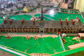 Sitting atop a hilltop isolated from the town, the King's Bastion is a towering physical and symbolic presence at the Fortress of Louisbourg in both reality and Lego form.