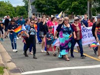 A few hundred people took part in the Valley Pride march Saturday in Kentville.