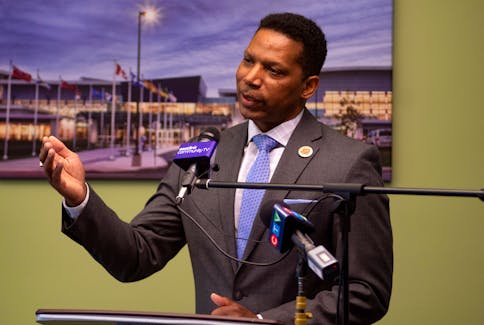 Former CFL defensive back Dwayne Provo speaks at Nova Scotia Sport Hall of Fame press conference at the Canada Games Centre on Monday, June 3, 2024.
Ryan Taplin - The Chronicle Herald