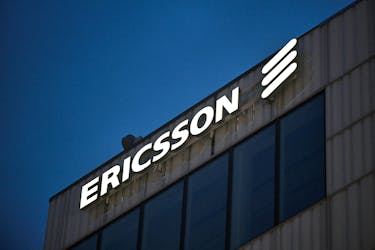 Ericsson logo is displayed on the company's headquarters building in Stockholm, Sweden, January 23, 2024. TT News Agency/Henrik Montgomery via