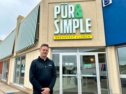 Craig Foster stands outside the new Pür & Simple in Charlottetown. This is the 48th location of the Quebec-based breakfast and lunch chain and the first location in P.E.I. Thinh Nguyen • The Guardian