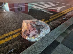 A plastic bag carrying various objects including what appeared to be trash that crossed inter-Korean border with a balloon believed to have been sent by North Korea, is pictured in Seoul, in this picture provided and released by the Defense Ministry, June 2, 2024.  The Defense Ministry/Handout via