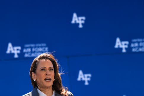 U.S. Vice President Kamala Harris gives the commencement address at the commencement ceremony for graduates of the U.S. Air Force Academy in Colorado Springs, Colorado, U.S., May 30, 2024.