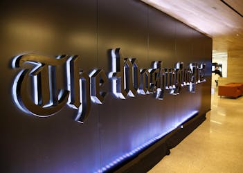 The newspaper's banner logo is seen during the grand opening of the Washington Post newsroom in Washington January 28, 2016. 