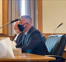 Michael Wheeler (foreground) sits next to his lawyer, John Duggan, in Newfoundland and Labrador Supreme Court Tuesday, June 4, ahead of his sentencing hearing. TARA BRADBURY • THE TELEGRAM