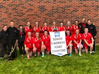 The Charlottetown Rural Team Three Raiders captured the P.E.I. School Athletic Association Senior A Girls Rugby League championship on June 3. The Raiders defeated the Bluefield Team Two Bobcats 30-5 in the gold-medal game, played at Three Oaks Senior High School in Summerside. Members of the Raiders are, front row, from left, Emma Arnett, Hayden Pigott, Jessa Gaudette, Koby-Lynn Gallant, Sara Thomas and Abby Proctor. Back row, from left, are Bella Walsh (coach), Marissa Themeles (coach), Ouzo (dog), Stephanie Doyle, Leah McEntee, Jessica Connelly, Diana Wandra, Kaelyn Doyle, Sophie Yorsten, Katelyn Clermont, Sophie Phelan, Maria Groves and Brooklynn Revington (coach). Jason Simmonds • The Guardian