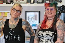 Amanda Brown, left, and her apprentice Tasha MacFarlane said that having a space that caters to women is a great opportunity, for the artists and the customers. Both said that they enjoy hanging out in the studio more than at home some days. ANGELA CAPOBIANCO