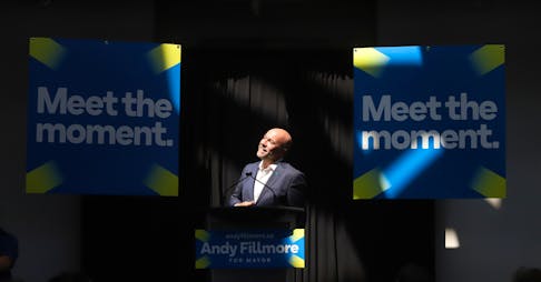 Andy Filmore takes in the applause as he takes to the stage to formally announce his intention to run for Mayor of the HRM, in Dartmouth July 3, 2024.

TIM KROCHAK PHOTO