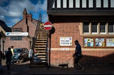 
          A polling place at the Town Hall in Saffron Walden, England, on Thursday, July 4, 2024. The Labour Party is projected to sweep out the Conservatives after 14 years. But it would then inherit a "legacy of ashes." (Mary Turner/The New York Times)
        
