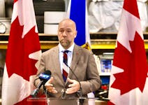Halifax MP Andy Fillmore and Stephen MacDonald,  President and Chief Executive Officer of EfficiencyOne (?) during an energy affordability announcement at
MJM Energy in Dartmouth February 20, 2024