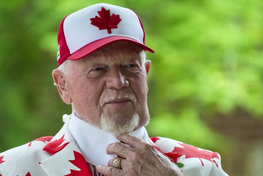 Don Cherry all decked out in Canada's red and white on Canada Day (150) on Saturday July 1, 2017. 