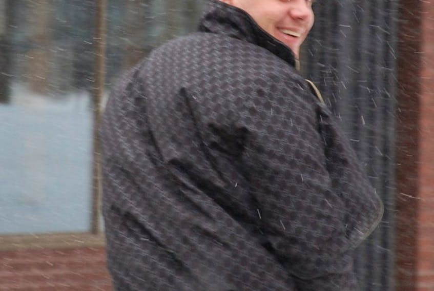 Steven Green leaves provincial court after pleading guilty to dangerous driving last year in an incident captured on video of him spinning out of control in his Porsche in the capital city.