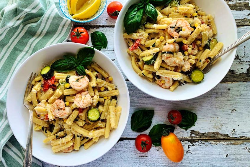 As summer slides out the door, Renee Kohlman is making pasta teeming with jumbo shrimp and the best seasonal vegetables.