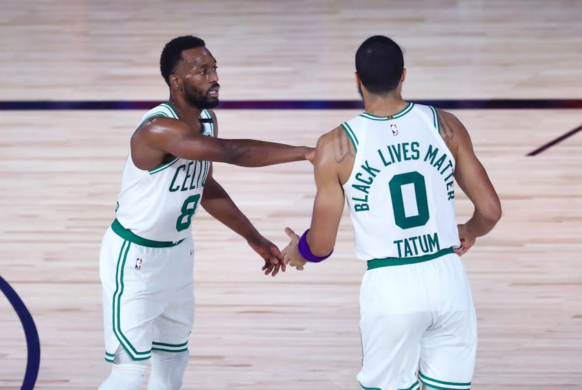 Containing the Celtics' Kemba Walker (left) and Jayson Tatum will be the Raptors' biggest challenge.