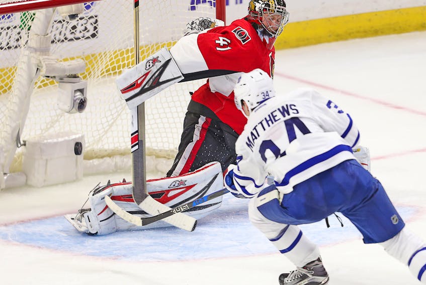 Leafs forward Auston Matthews scored four goals in his first career game in 2016 against Ottawa. (SUN FILES)