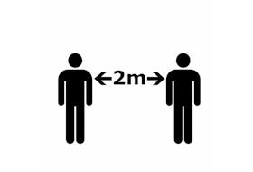 People are reminded to keep two metres apart when they are out in public.