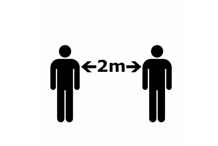 People are reminded to keep two metres apart when they are out in public.