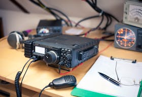 An amateur radio station transceiver.
