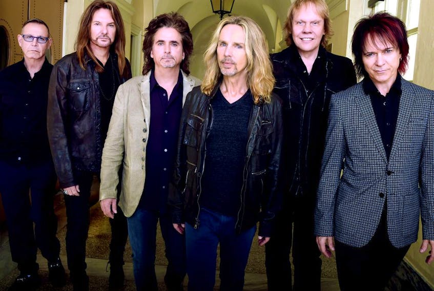 Styx — from left, Chuck Panozzo, Ricky Phillips, Todd Sucherman, Tommy Shaw, James “J.Y.” Young and Lawrence Gowan.