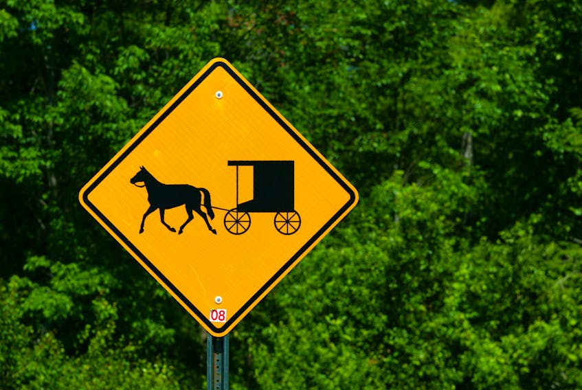 Horse-and-buggy warning sign
