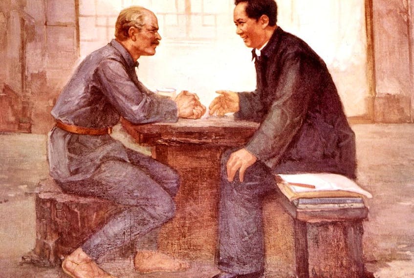 Mao Zedong with Canadian doctor Norman Bethune, in Yennan (during the Long March), China, 20th century.