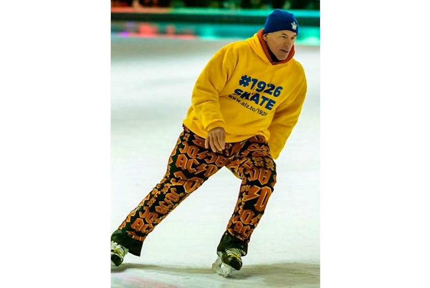 Steve McNeil, 58, of Etobicoke hopes to raise funds and awareness for the Alzheimer cause during more than 19 hours of continual skating at an outdoor rink in Charlottetown starting early Tuesday evening. McNeil lost his mother to Alzheimer's disease in 2013. - Jim Day