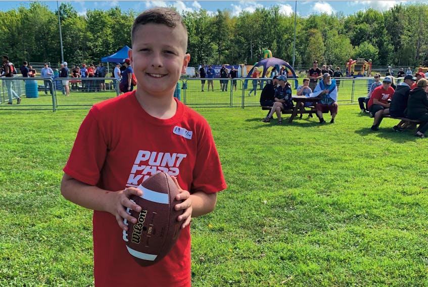 Jacob Andrews of Conception Bay South recently won the gold medal in the 9-10 age group in the Atlantic Schooner Punt, Pass, Kick football tournament in Moncton. — Submitted