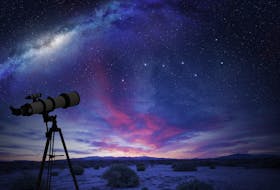 Telescope in the desert watching the Great Bear constellation and the Milky Way.
