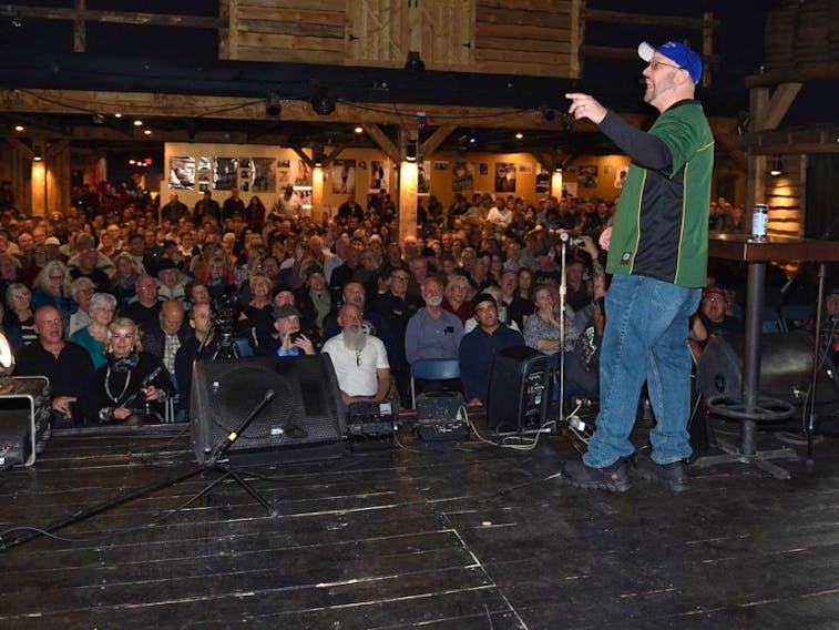 A crowd listens to Peter Downing, the Founder of Wexit Alberta at a Wexit gathering in Edmonton, November 2, 2019. - Ed Kaiser/Postmedia