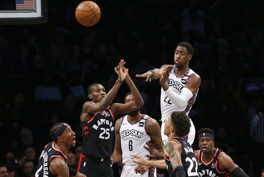 Raptors’ (from left) Rondae Hollis-Jefferson, Chris Boucher, Patrick McCaw and Terence Davis, who all stepped up their game with the team in injury trouble the past couple of months, will see their floor time reduced now that the infirmary is emptying. Marc Gasol, for one, feels bad about that.   Nicole Sweet/USA TODAY Sports