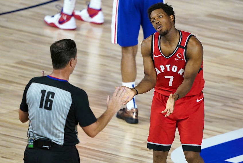 Kyle Lowry was not thrilled with a technical foul call.

