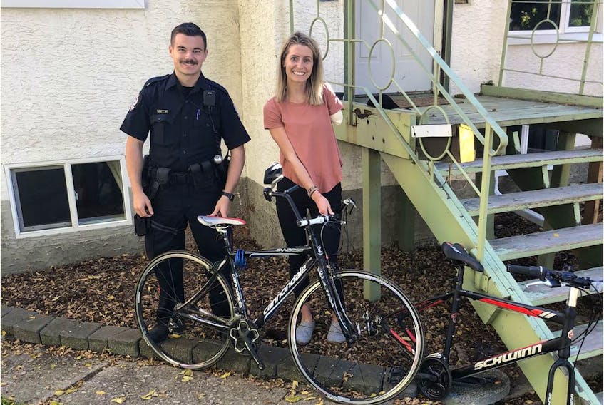 Two customized bikes stolen from the garage of Edmonton Paralympian Amanda Rummery earlier this month have been successfully recovered Thursday, September 24, 2020. A Good Samaritan recognized the two bikes from previous media coverage, and contacted police with details regarding their whereabouts in southwest Edmonton. Southwest Division Const. Cody Kendrick returned the two bikes to a very happy Rummery earlier today.Supplied