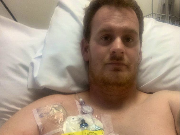 Cumberland farmer Justin Birch, 30, is in The Ottawa Hospital after losing part of his right arm last Sunday in a hay baler. His friends have launched a Gofundme page for Birch, an army veteran and volunteer firefighter.