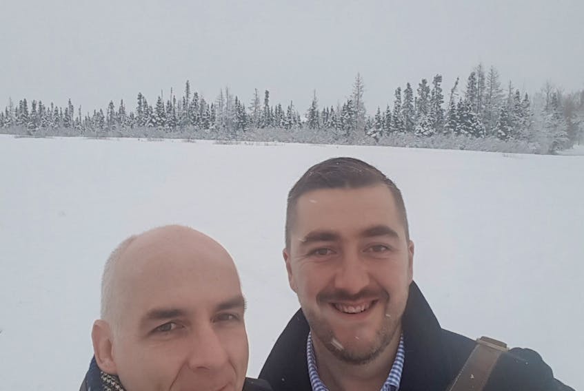 Choices for Youth provincial expansion co-ordinator, Joshua Smee, and Choices for Youth executive director Sheldon Pollett during a visit to Labrador in November 2017.