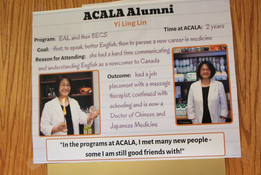 An example of the ACALA alumni profile posters which are hanging at the People’s Place Library and can also be seen on the organization’s Facebook page.