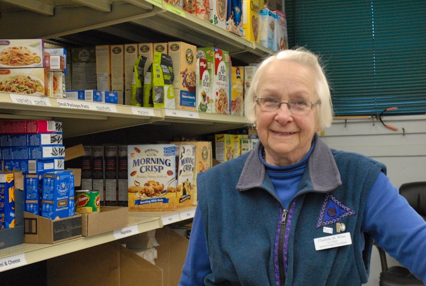 Charlotte White is the co-chair of the Queens County Food Bank in Liverpool. The food bank has an indoor yard sale scheduled to take place between 10 a.m. and 2 p.m. Dec. 2.