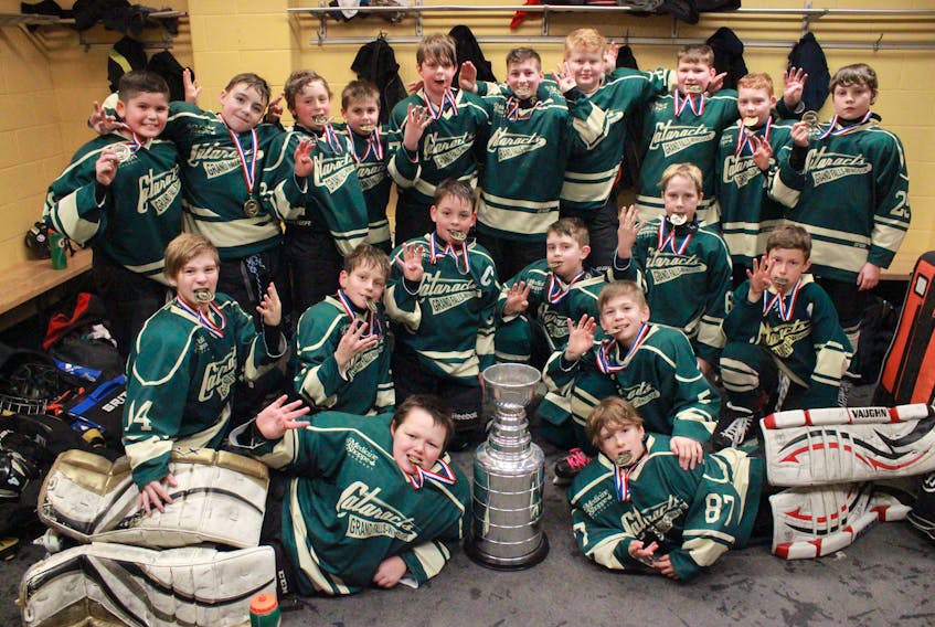 Members of the Grand Falls-Windsor Cataracts who captured Division A gold on home ice over the weekend included: Colby Bennett, Jaxon Rodgers, Peter Gill, Anthony Hurley, Ben Blake, Sam Cooke, Chris Penton, Noah Parsons, Aaron Wallach, Nicholas Healey, Jax Lingard, Noah Pelley, Zack King, Tyler Horwood, Quinn Price, Casey Sullivan, Aidan Locke, Nick Dillon and Cole Champion.