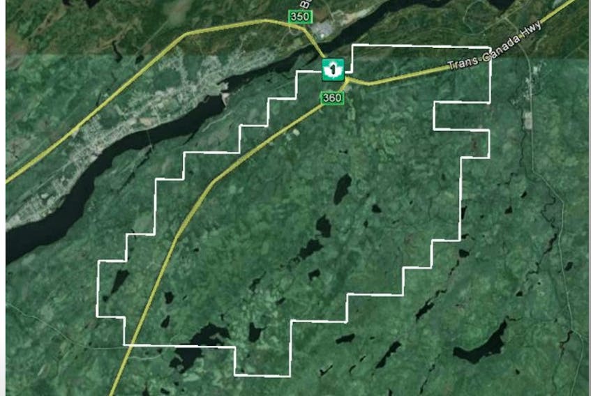 The site for Sokoman Iron Corp.’s Moosehead project, located southeast of Bishop’s Falls, covers 2,450 hectares.