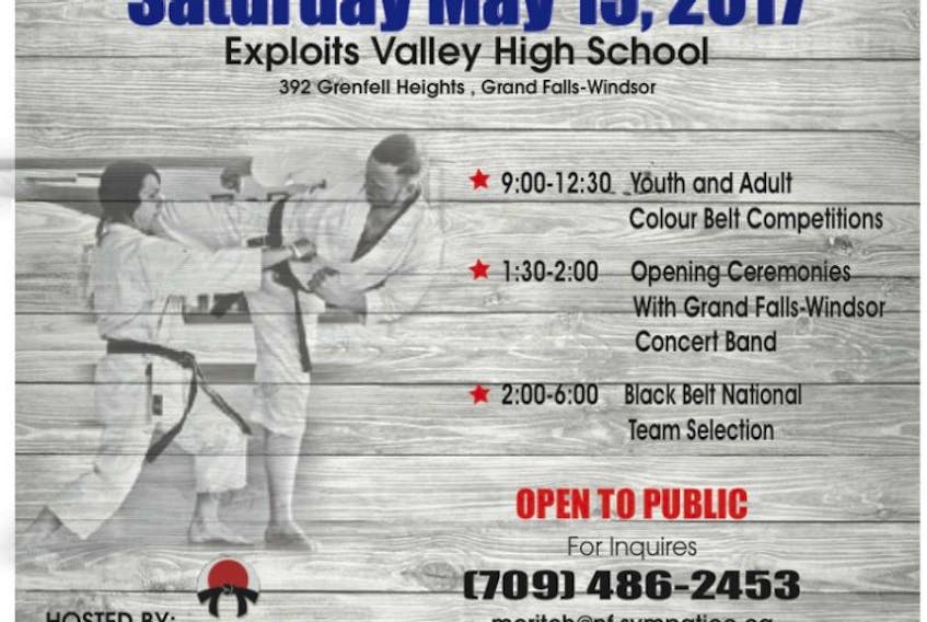 The National Traditional Karate Federation is holding the 2017 championships in Grand Falls-Windsor May 13.