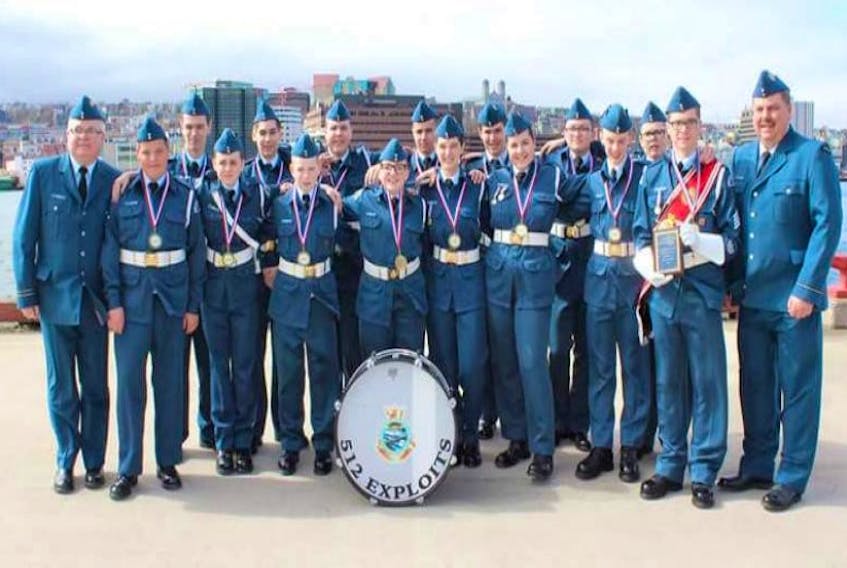 The province’s top cadet band (from left) Capt Robert Sheppard Commanding Officer, LAC Stephen Guy, FSgt Jared Gillingham, LAC Hailey Walsh, FCpl Seth King, Cpl Eric O’Reilly, WO2 Noah Winsor, LAC Chloe Kelly, FCpl Denver Borland, WO2 Dawn Dalley, Sgt Adrian Walsh, WO1 Emma Chippett, FSgt Mitchell Pelley, FCpl Zack Blackmore, LAC Sheldon O’Reilly, WO2 David Thomas Band Major and 2Lt Mike Thomas Band Officer.