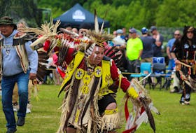 Paul Pike of Corner Brook danced in the male traditional category at the Miawpukek First Nations 23rd annual Powwow.
